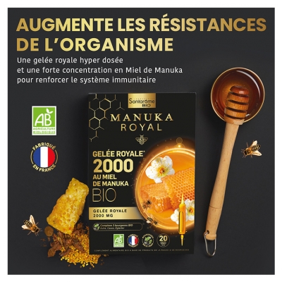 Santarome Bio Gelée Royale 2000 Miel de Manuka Bio 20 Ampoules
