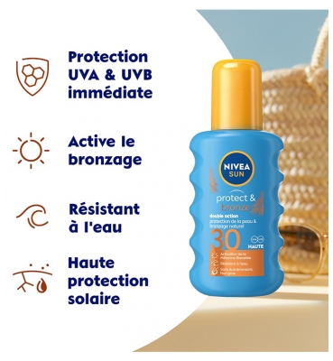Nivea Sun Protect & Bronze Double Action Spray Solaire SPF30 200 ml