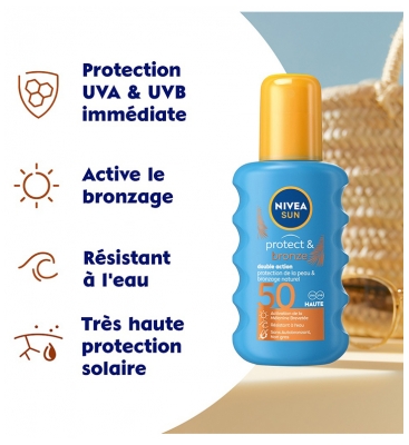 Nivea Sun Protect & Bronze Double Action Spray Solaire SPF50 200 ml