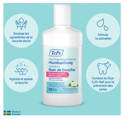 TePe Bain de Bouche Hydratant Bouche Sèche Pomme et Menthe 500 ml