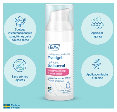 TePe Gel Buccal Hydratant Bouche Sèche Non Aromatisé 50 ml