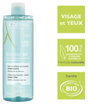 A-DERMA Biology AC Eau Micellaire Nettoyante Purifiante Bio 400 ml