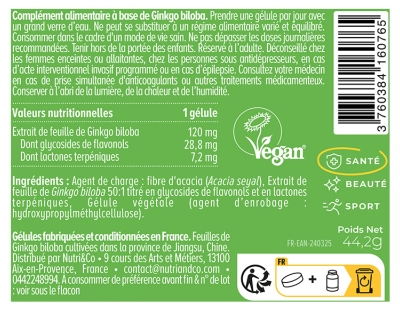 Nutri&Co Ginkgo Biloba 120 Gélules