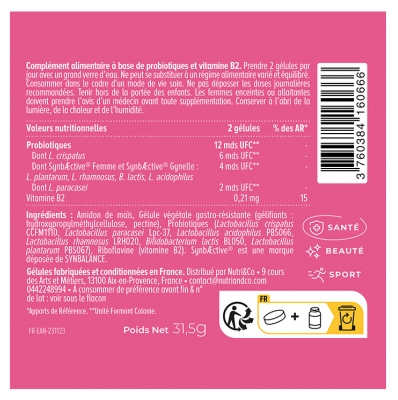 Nutri&Co Probiotique Flore Intime 60 Gélules