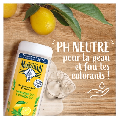 Le Petit Marseillais Gel Douche Extra Doux Verveine Bio & Citron Bio 650 ml