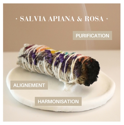 Natura Square 7 Chakras Sauge Blanche Apiana & Pétales de Roses Fagot de Fumigation
