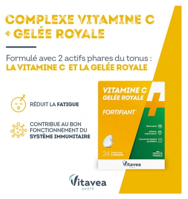 Vitavea Vitamine C + Gelée Royale Fortifiant 24 Comprimés à Croquer