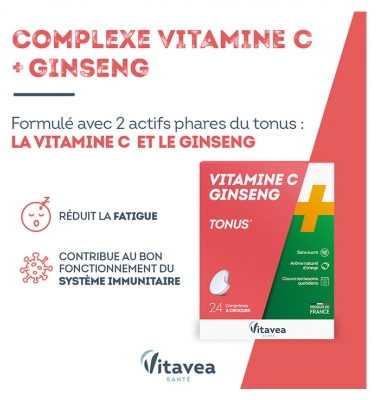Vitavea Vitamine C Ginseng 24 Comprimés à Croquer