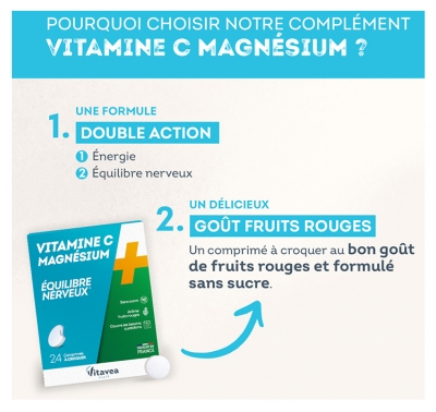 Vitavea Vitamine C Magnésium 24 Comprimés à Croquer