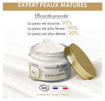 Léa Nature SO BIO étic Précieux Argan Crème Nutritive Perles d'Argan Peaux Matures Bio 50 ml
