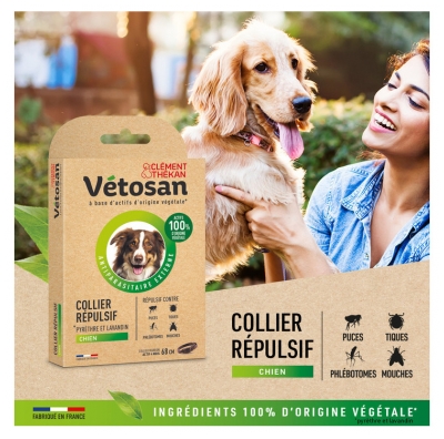 Clément Thékan Vétosan Collier Antiparasitaire pour Chien 68 cm