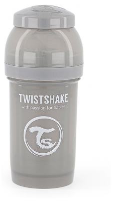 Twistshake Biberon Anti-Colique S 180 ml 0 Mois et + - Couleur : Gris Pastel