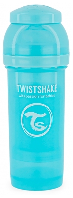 Twistshake Biberon Anti-Colique M 260 ml 2 Mois et + - Couleur : Bleu Pastel
