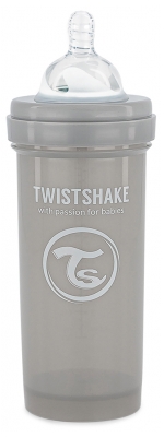 Twistshake Biberon Anti-Colique M 260 ml 2 Mois et + - Couleur : Gris Pastel