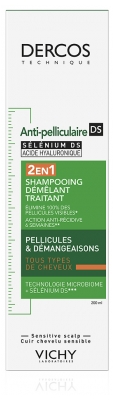 Vichy Dercos Shampoing Démêlant Traitant Anti-Pelliculaire DS 2en1 200 ml