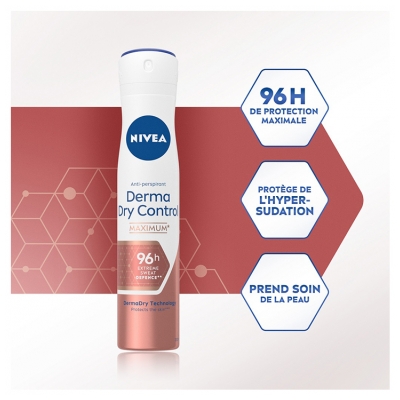 Nivea Derma Dry Control Déodorant Antiperspirant 96H Spray 200 ml