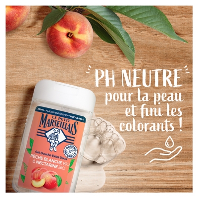 Le Petit Marseillais Gel Douche Extra Doux Pêche Blanche et Nectarine Bio 250 ml