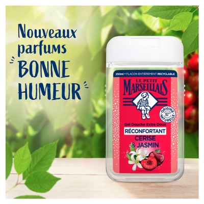 Le Petit Marseillais Gel Douche Extra Doux Réconfortant Cerise & Jasmin 250 ml