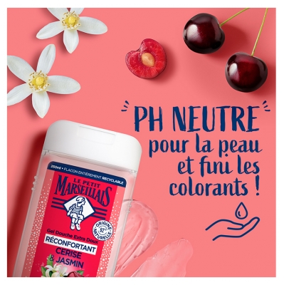 Le Petit Marseillais Gel Douche Extra Doux Réconfortant Cerise & Jasmin 250 ml