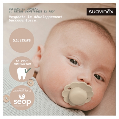 Suavinex Sucette Réversible avec Tétine Symétrique SX Pro 0 à 6 Mois - Modèle : Gris