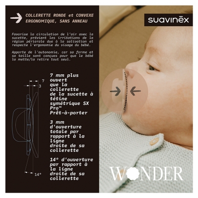 Suavinex Sucette Réversible avec Tétine Symétrique SX Pro 0 à 6 Mois - Modèle : Vert d'eau