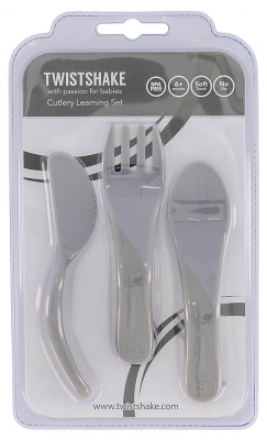 Twistshake Couverts d'Apprentissage 6 Mois et + - Couleur : Gris Pastel