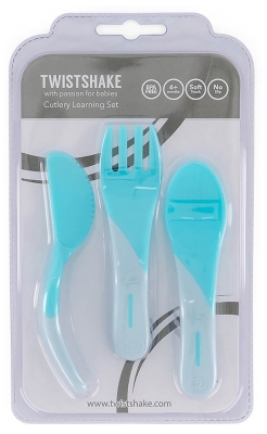 Twistshake Couverts d'Apprentissage 6 Mois et + - Couleur : Bleu Pastel