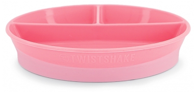 Twistshake Assiette Compartimentée et Couvercle 6 Mois et + - Couleur : Rose Pastel