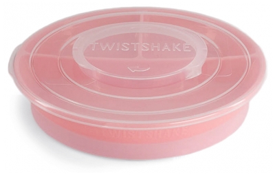 Twistshake Assiette Compartimentée et Couvercle 6 Mois et + - Couleur : Rose Pastel