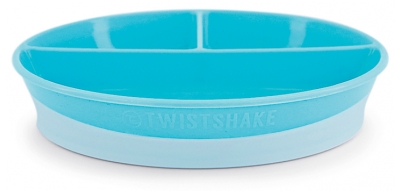 Twistshake Assiette Compartimentée et Couvercle 6 Mois et + - Couleur : Bleu Pastel