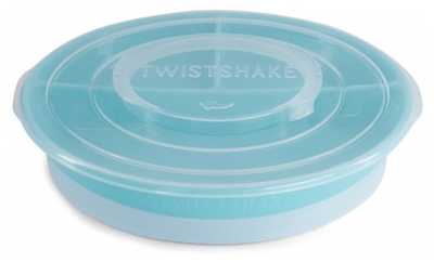 Twistshake Assiette Compartimentée et Couvercle 6 Mois et + - Couleur : Bleu Pastel