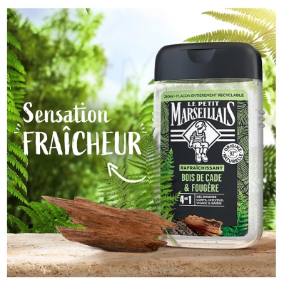 Le Petit Marseillais Gel Douche Rafraîchissant 4en1 Bois de Cade & Fougère 250 ml