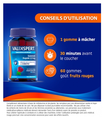 Valdispert Sommeil Rapide 1,9 mg 60 Gummies