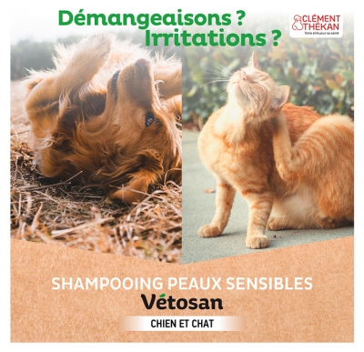 Clément Thékan Vétosan Shampoing Peaux Sensibles Chats et Chiens Bio 200 ml