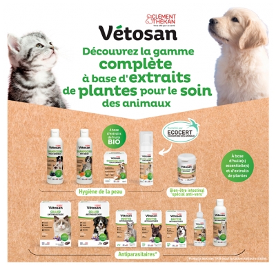 Clément Thékan Vétosan Shampoing Anti Odeurs Chiens et Chats Bio 200 ml