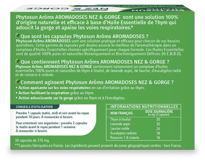 Phytosun Arôms Aromadoses Nez et Gorge 30 Capsules