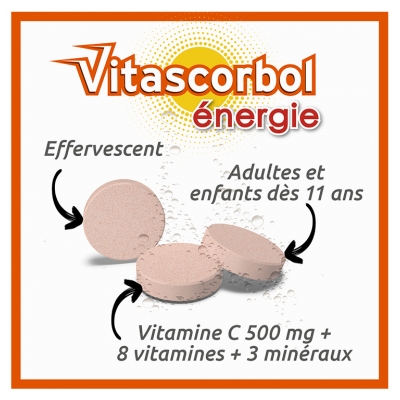 Vitascorbol Énergie Goût Orange Pressée 30 Comprimés Effervescents