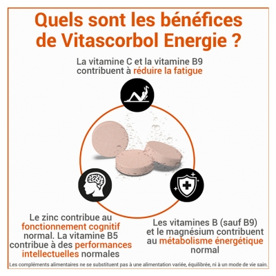 Vitascorbol Énergie Goût Orange Pressée 30 Comprimés Effervescents