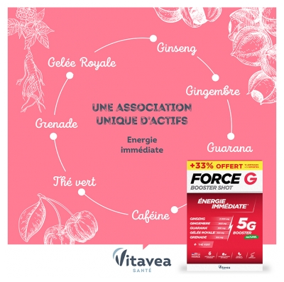Vitavea Force G Booster Shot Énergie Immédiate 15 Ampoules + 5 Offertes