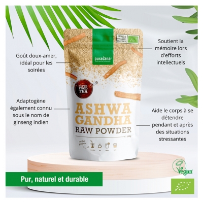 Purasana Super Food Tea Poudre d'Ashwagandha Bio 100 g