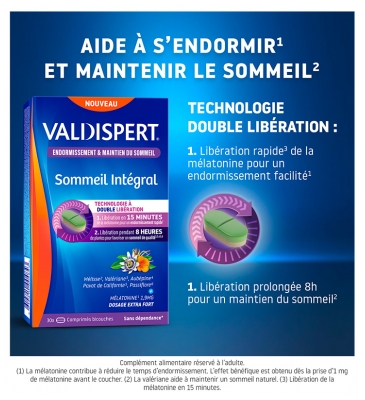 Valdispert Sommeil Intégral Lot de 2 x 30 Comprimés Bicouches Offre Spéciale