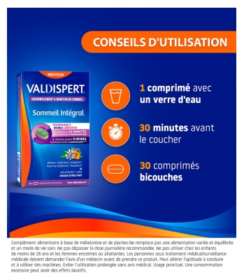Valdispert Sommeil Intégral Lot de 2 x 30 Comprimés Bicouches Offre Spéciale