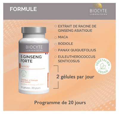Biocyte Longevity 5 Ginseng Forte 40 Gélules