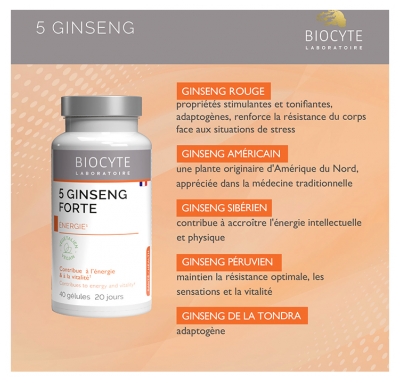 Biocyte Longevity 5 Ginseng Forte 40 Gélules