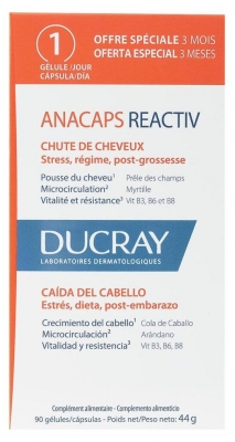 Ducray Anacaps Reactiv Chute de Cheveux Réactionnelle 90 Capsules