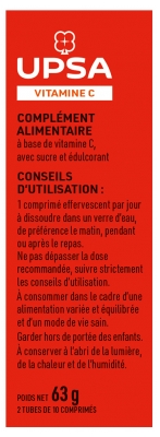 UPSA Vitalité Vitamine C 1000 mg 20 Comprimés Effervescents