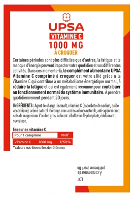UPSA Vitalité Vitamine C 1000 mg 20 Comprimés à Croquer