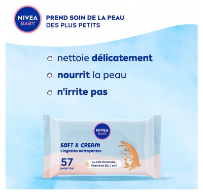 Nivea Baby Soft & Cream 57 Lingettes Nettoyantes