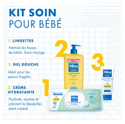 Mixa Bébé Lingettes à l'Eau Nettoyante Naturelle 48 Lingettes
