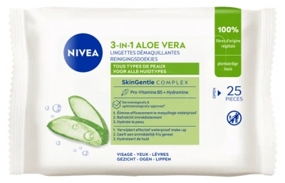 Nivea 25 Chusteczek Oczyszczających 3 w 1 z Aloesem Nivea 25 Chusteczek Oczyszczających 3 w 1 z Aloesem